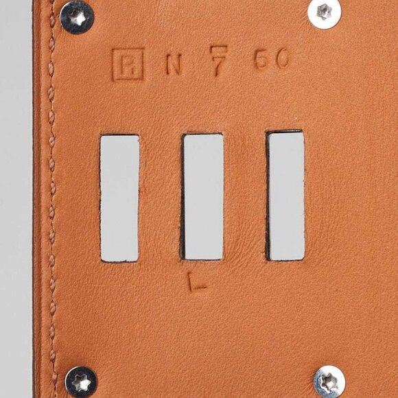 Hermes Gold Swift Leather Palladium Plated Wide Kelly Dog Bracelet Size L - Picture 6 of 7